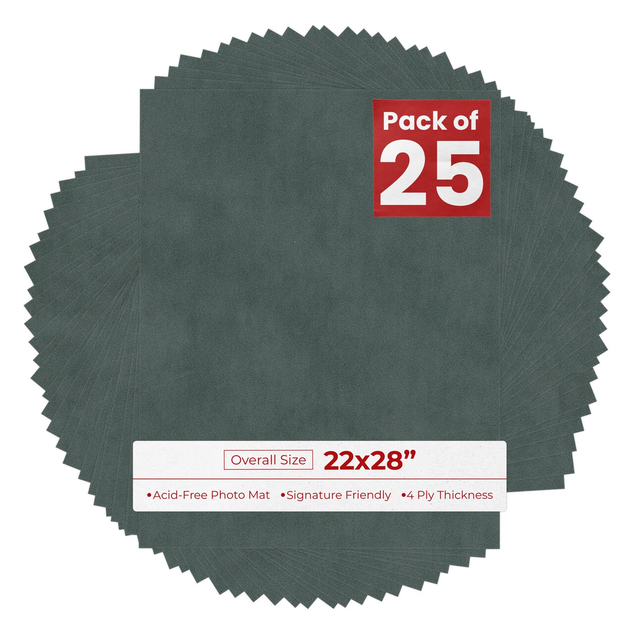Dark Grey Suede 22x28 Uncut Mat Board - Blank Sheets, No Opening